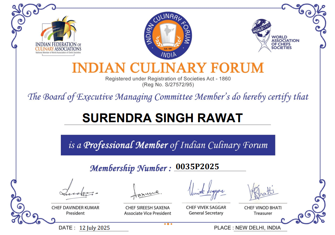 Indian Culinary Forum - Professional Member